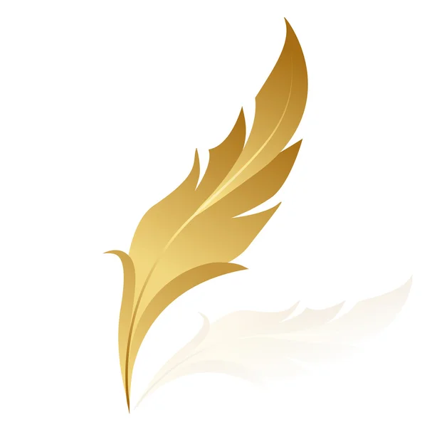 Vector illustration of golden feather — Stock Vector