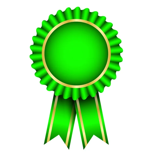 Illustrazione vettoriale del badge verde con nastro — Vettoriale Stock