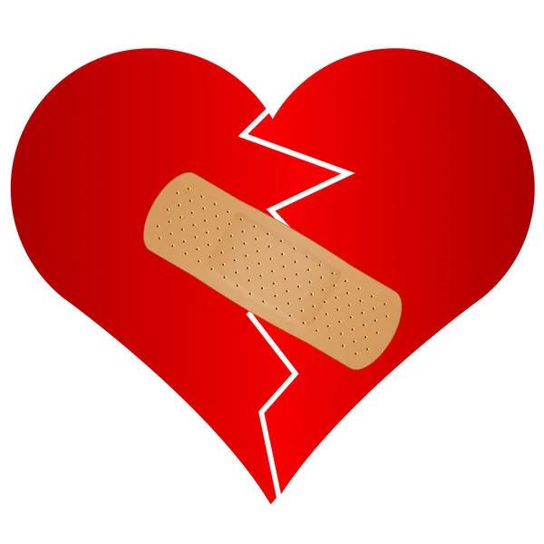 Vektor-Illustration von gebrochenem Herzen mit Gips — Stockvektor