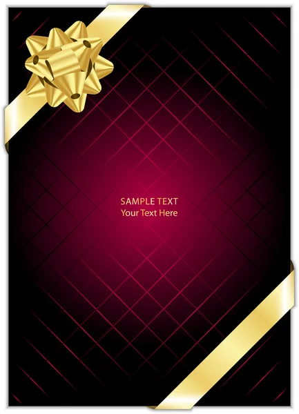 Vector maroon background with gold bow — Stock Vector