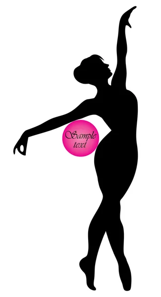 Vector silhouette of gymnast with pink ball — Stock Vector