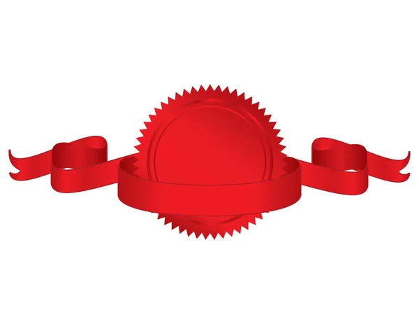Selo vermelho com fita — Vetor de Stock