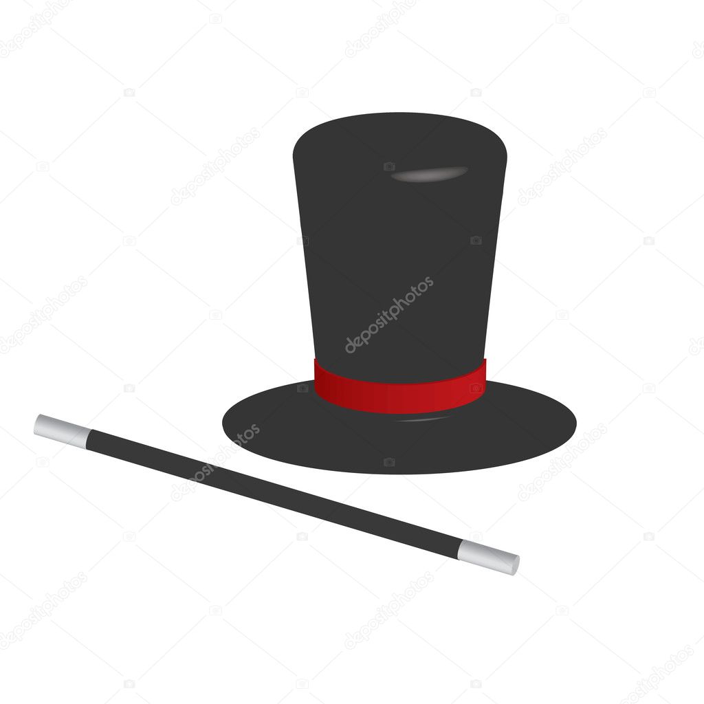 Magician hat and wand
