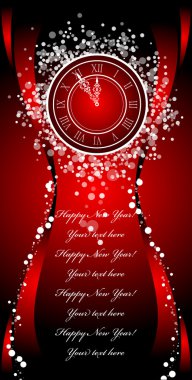 New Year wish Card with clock clipart