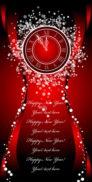 New Year wish Card with clock — Stock Vector