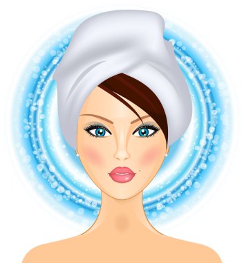 Vector illustration of girl with towel