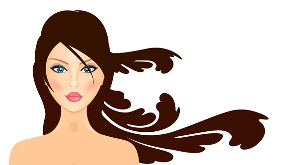 Ilustración vectorial de chica con cabello largo — Vector de stock