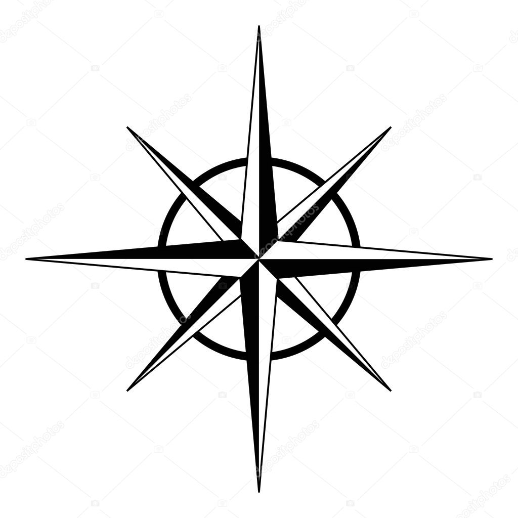 Black compass rose - vector