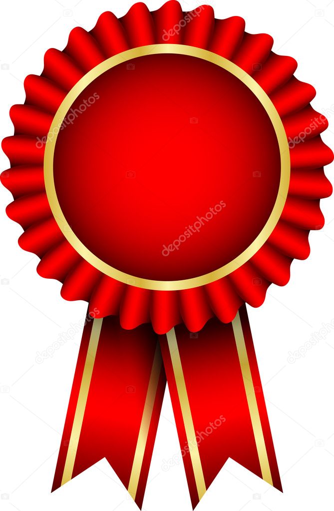 Vector red badge with ribbon