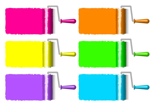 Colorful paint rollers — Stock Vector