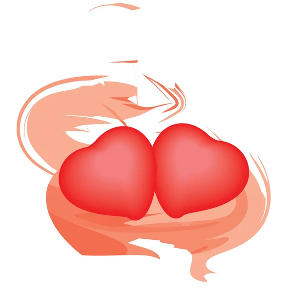 Vectorillustratie van twee rode harten — Stockvector