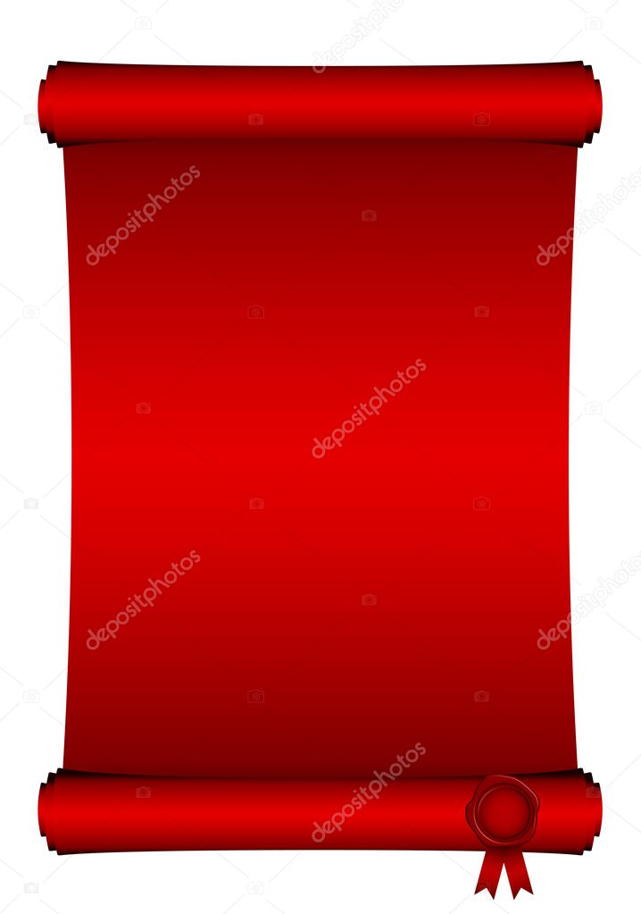 Vector illustration of red scroll