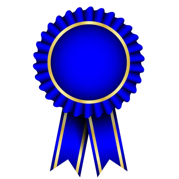 Distintivo azul vetorial com fita —  Vetores de Stock