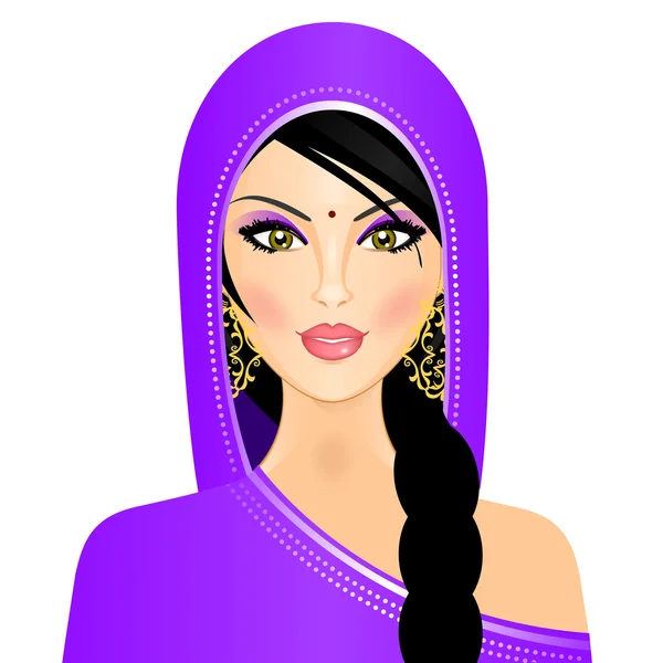 Ilustración vectorial de mujer india — Vector de stock