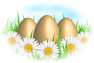 Yumurta ve çiçekler ile vektör arka plan
