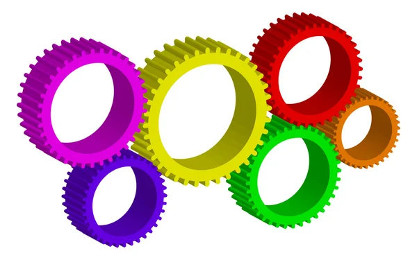 Ilustração vetorial de rodas de engrenagem coloridas — Vetor de Stock