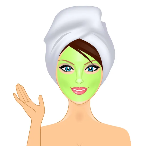 Vector illustration of woman with facial mask — Stock Vector