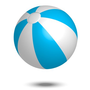Vector illustration of blue & white beach ball clipart