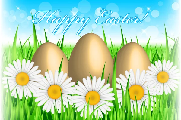 Vector Fondo de Pascua con huevos y flores — Vector de stock