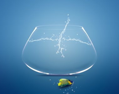 Angelfish jumping out of fishbowl clipart