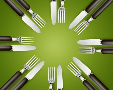 Empty copy space circle in set of knives and forks clipart