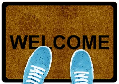 Welcome cleaning foot carpet clipart