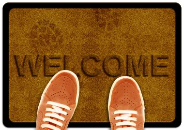 Welcome cleaning foot carpet clipart