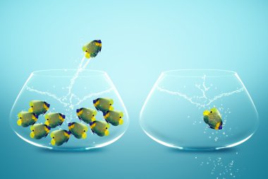 Anglefish jumping to Big bowl clipart