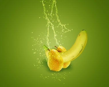 Fresh banana and pear clipart