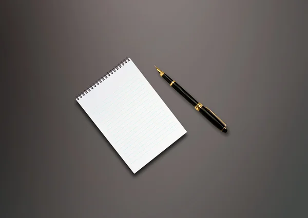 Een pen en blanco papier op tafel — Stockfoto