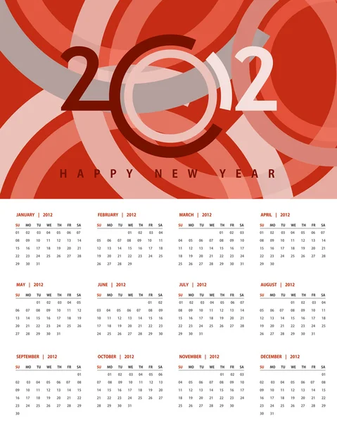 新的一年 2012年日历 — 图库照片