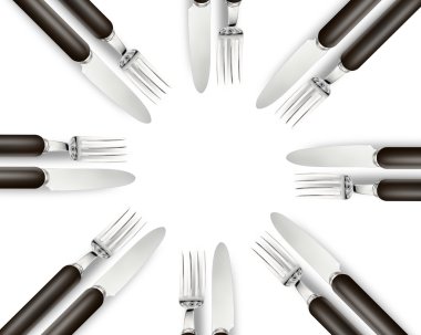 Empty copy space circle in set of knives and forks clipart