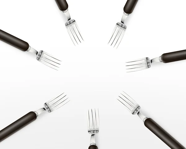 Círculo de espaço vazio cópia em conjunto de garfos — Fotografia de Stock