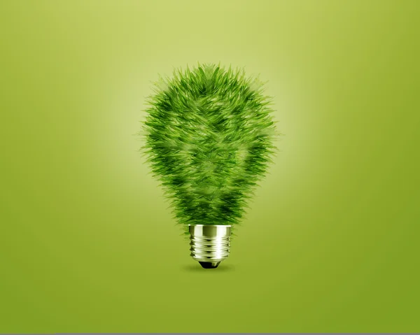 緑色のライトの電球のアイデア — ストック写真
