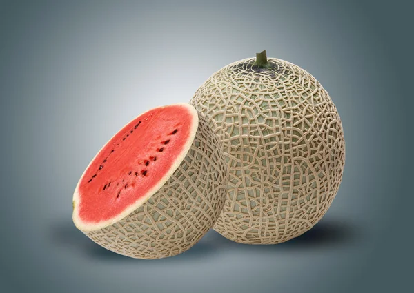 Melone e anguria rossa all'interno — Foto Stock