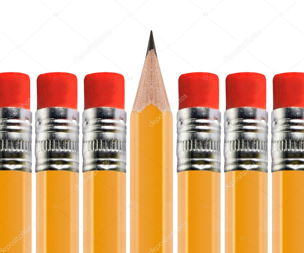 Sharpened pencil out of Row