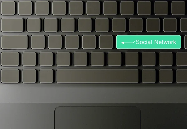 Keyboard with Green social network button — Stock Photo, Image