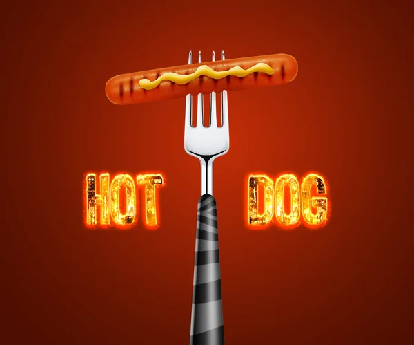 Hotdog op vork — Stockfoto