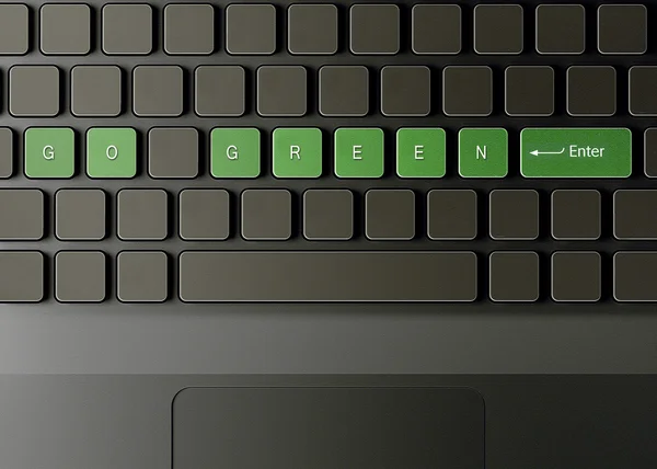 Klavye ile gitmek yeşil düğme — Stok fotoğraf