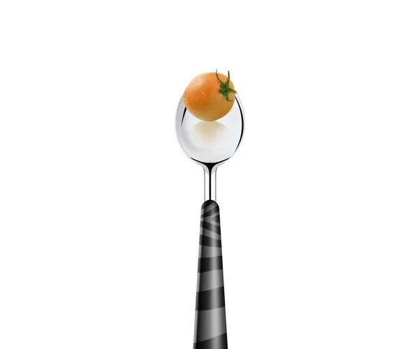 Pomodoro con un cucchiaio — Foto Stock
