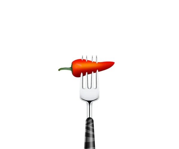 Rode chili doorboord door vorken — Stockfoto