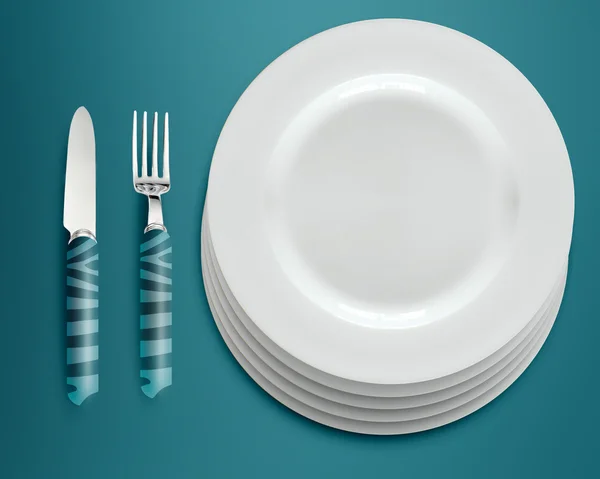 Пустые белые тарелки — стоковое фото