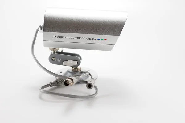Silver isolerat videoövervakning kamera — Stockfoto