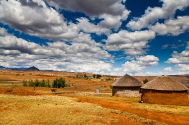 Village in a valley in africa clipart