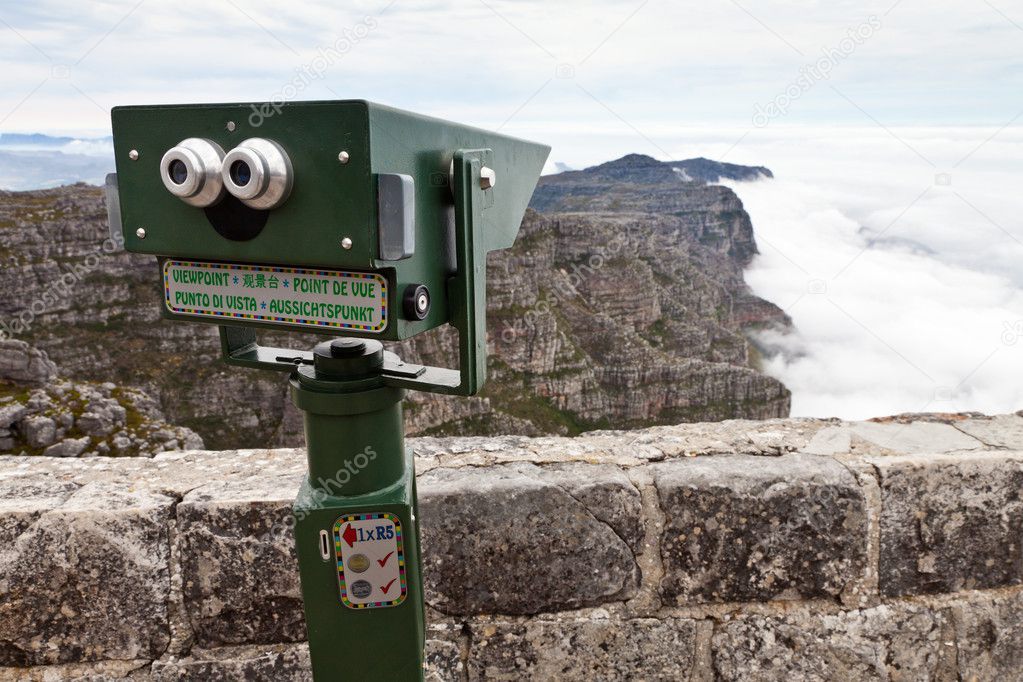 Binoculars at a viewpoint at table mountain