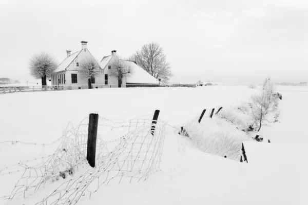 Dom w krajobrazie, zima — Zdjęcie stockowe
