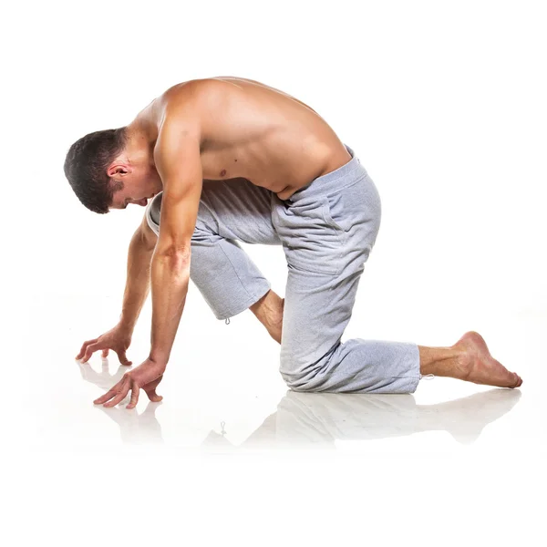 stock image Man is making yoga