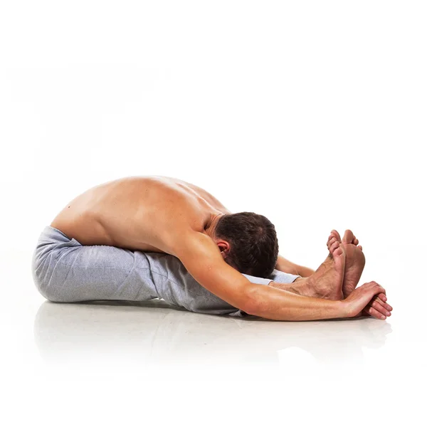 Man is making yoga — Stock Photo, Image