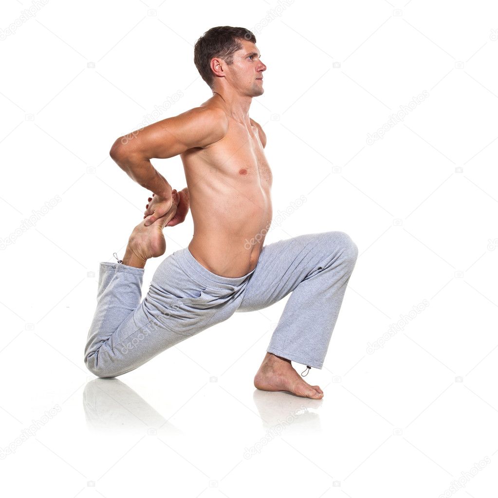 Man is making yoga