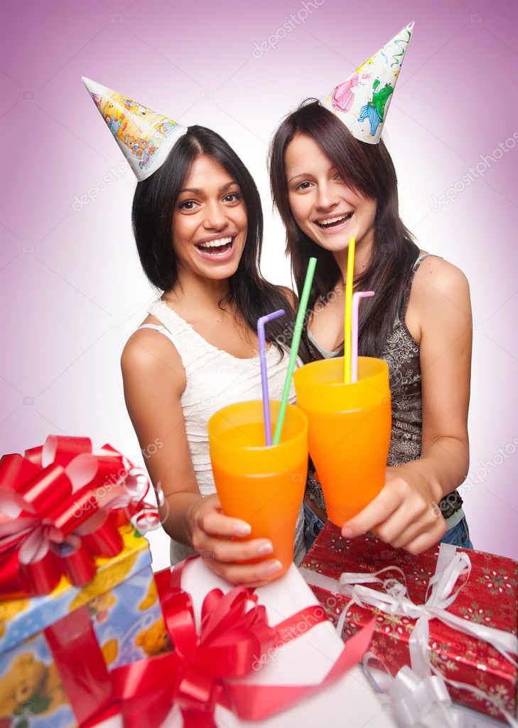 Beautiful girls celebrate birthday